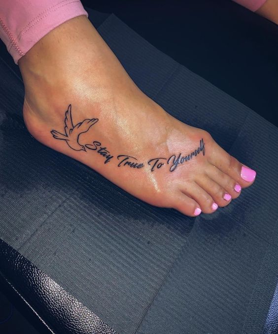 35 Cute Word Foot Tattoos